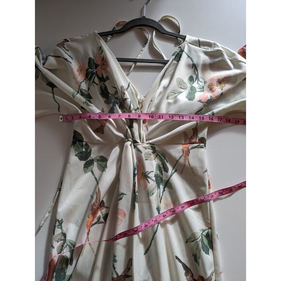Hope Ivy Maxi Dress Kimono Maternity Bird Swallow Floral Tropical Cream Size 4 - Picture 13 of 14